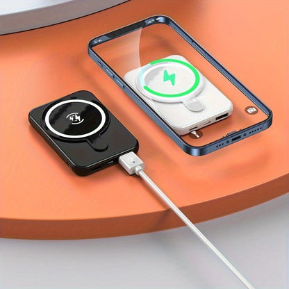 Slim Magnetic Wireless Power Bank in Black, Green, Pink, White or Purple with Included USB-C Cable