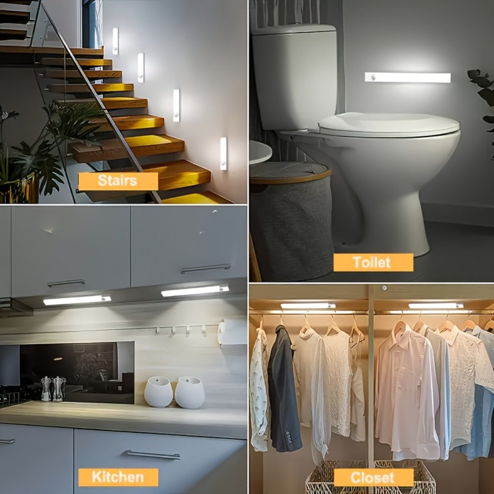 USB-C Rechargeable Motion Sensor LED Light Bar Sets in 10, 20 or 30cm Sizes and 6-, 9- or 12-Packs