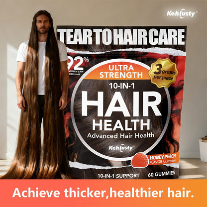 Biotin Gummies for Hair Growth with Collagen Complex Vitamin C & Ginger — 90 Chewable Gummies for Thicker Fuller Hair, Thinning Hair Support, Peach Flavor, 30-Day Supply for Men & Women