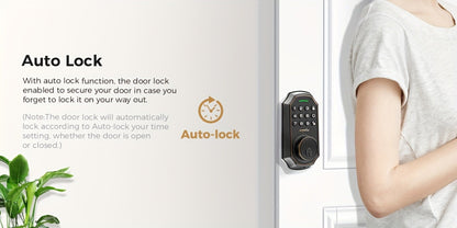 100 Code Keypad Door Lock Smart Keyless Entry Deadbolt – Anti-Peep Password, One-Touch Auto Lock, Fingerprint & WiFi Options, Zinc Alloy Front Door Lock, Easy Install, Low Battery Alarm, Black Silver