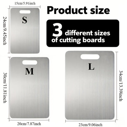 Stainless Steel Cutting Board Set 3-Piece, Premium Rust-Resistant BPA-Free Kitchen Cutting Boards, Durable Easy-to-Clean Space-Saving Nested Chopping Board Set for Meat Vegetables Fruit, Food Safe