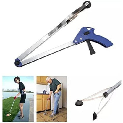 Reacher Grabber Tool 32-Inch Foldable 2-Pack - Aluminum Alloy Extender with Rubber Suction Cup Grippers, Safety Lock & Ergonomic Pistol Handle for Home, Garden and Outdoor Use