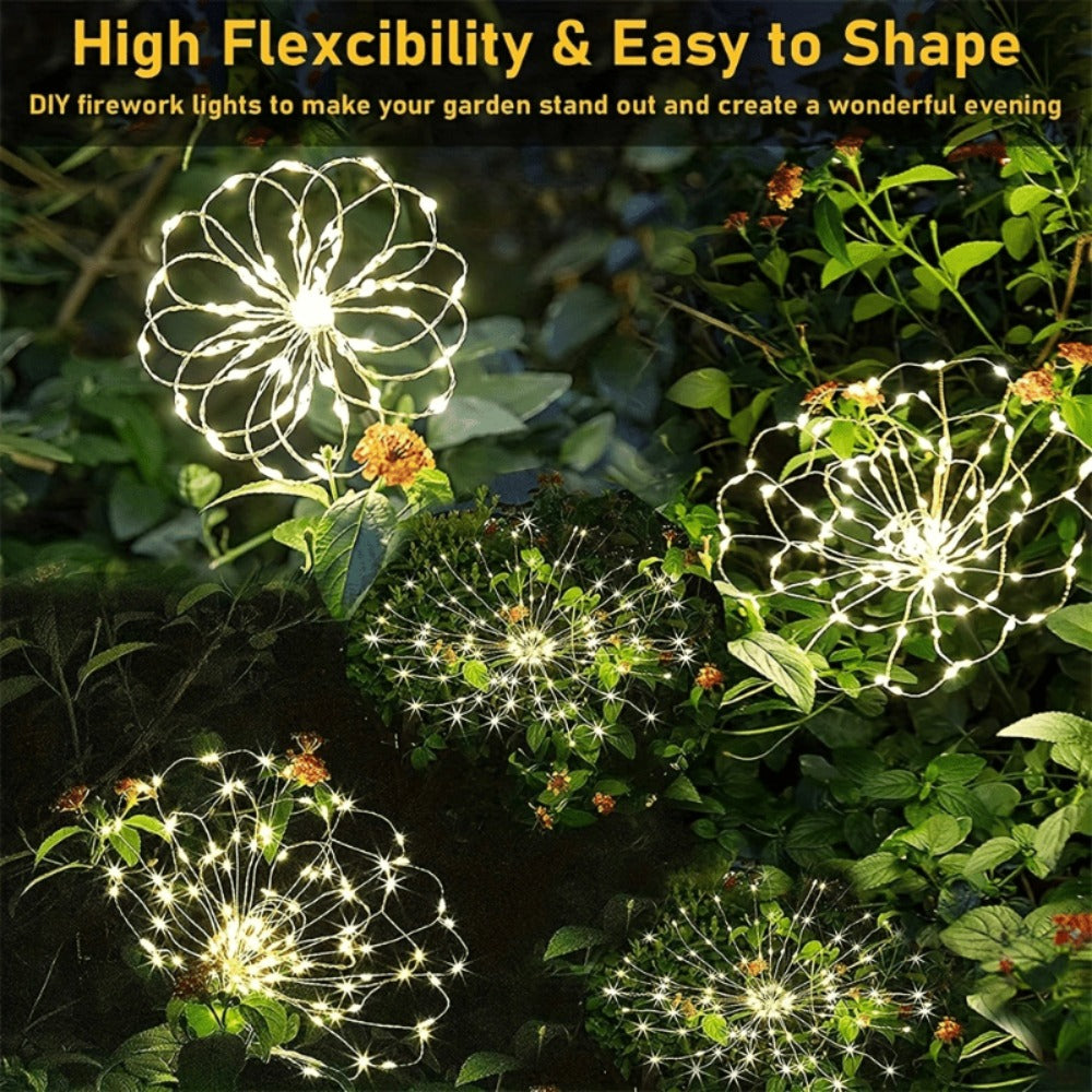 Solar Firework Garden Stake Lights with 90 to 520 LEDs, Two Colors and Multiple Pack Sizes