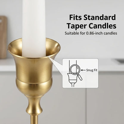 Copper Plated Candlestick Holders Bulk Set – Retro Minimalist Taper Candle Holders for Wedding Birthday Christmas Dining Table Fireplace Decor