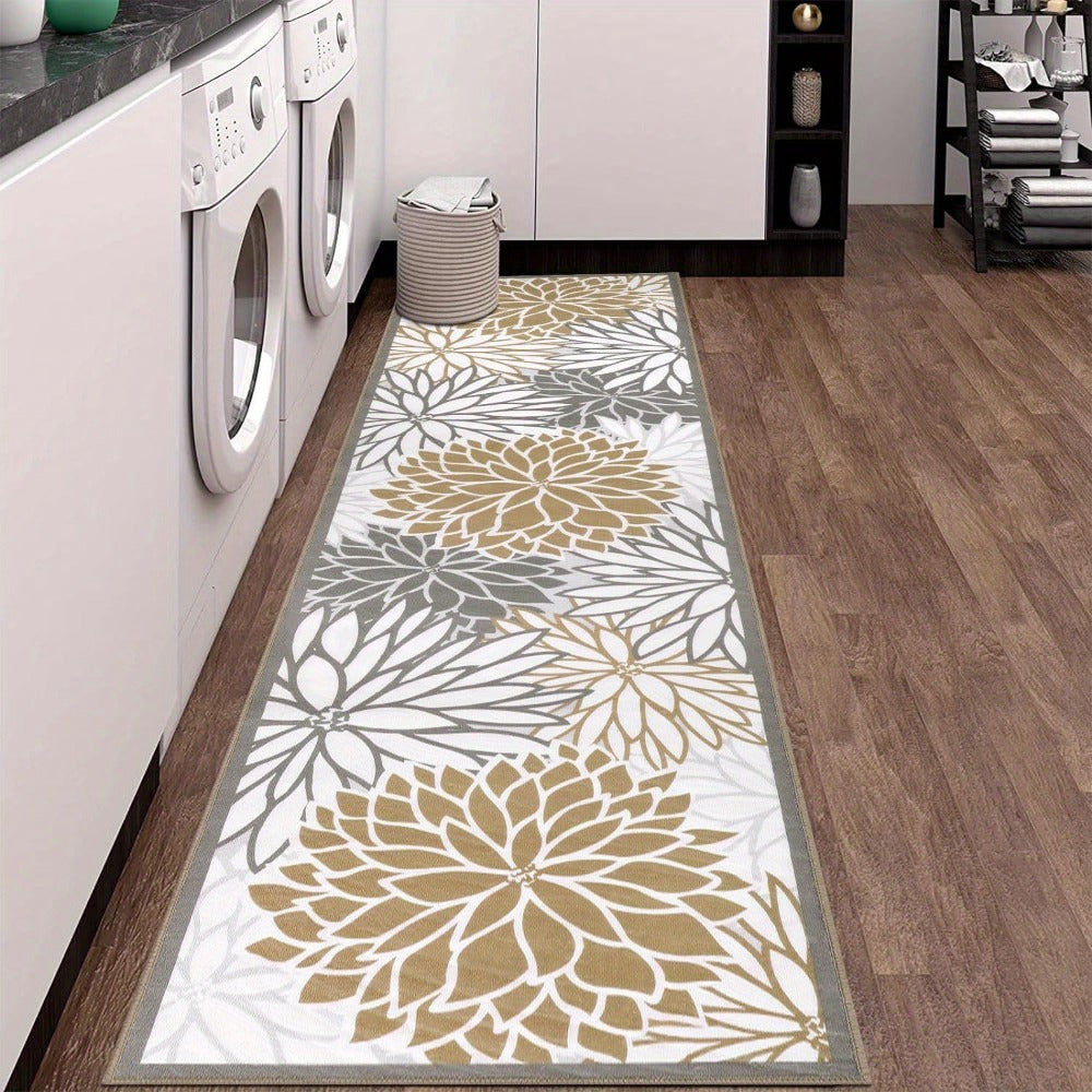 Floral Medallion Hallway Runner in Brown or Grey with 2 × 6, 2 × 8 and 2 × 10 ft Options for Home Decor
