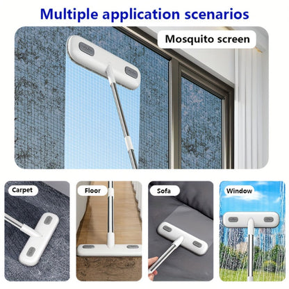 Window Screen Cleaning Brush with 30.7-Inch Telescopic Handle, 6.26-Inch Double-Sided Head and Storage Holder
