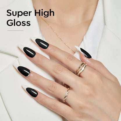 Deep Black Gel Nail Polish 16ml Soak Off LED UV - Semi-Permanent High-Shine Long Lasting Gel Enamel for Nail Art Stamping French Tips Chrome Base - Bold Solid Black Manicure for Women Salon Home