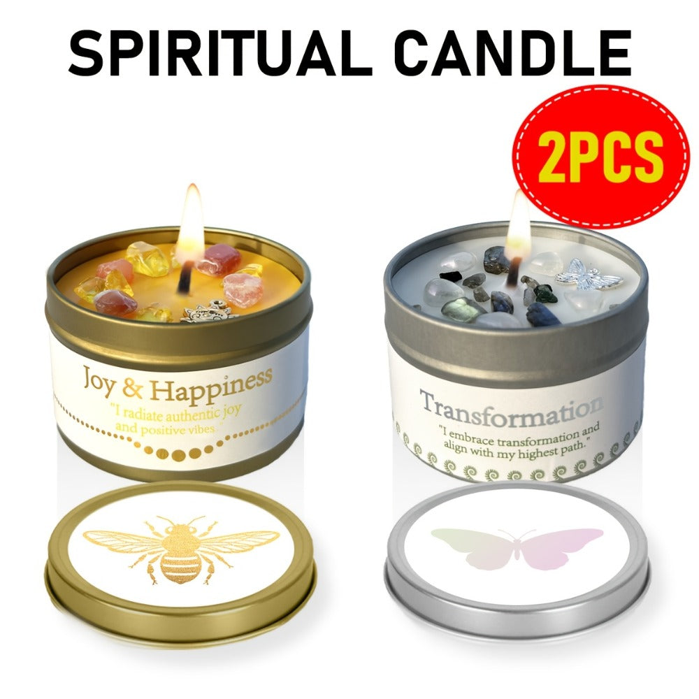 3oz Decorative Tin Candle or Two-Piece Crystal and Guidance Card Set with Multiple Label Pairings