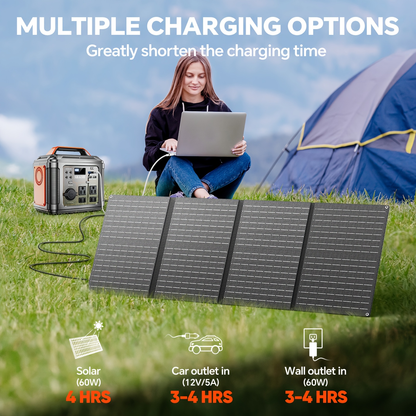 Portable Power Station 296Wh 300W with AC, DC, USB, LED Light and Optional 60W Solar Panel