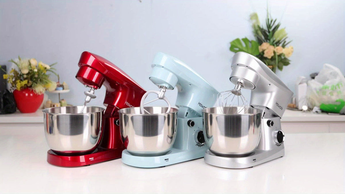 Stand Mixer 5QT, 10-Speed Electric Kitchen Mixer with Dough Hook, Flat Beater, Wire Whip & Pouring Shield