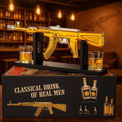 Gun Whiskey Decanter Set with Glasses Military Themed Liquor Dispenser AK47 M1911 Revolver Shaped Decanter for Home Bar Gifts for Men Dad Husband Birthday