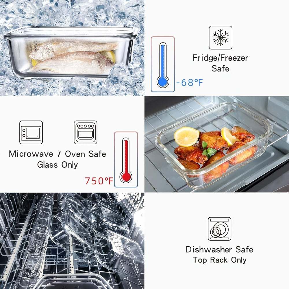 Food Storage Containers Ten-Piece Borosilicate Glass Set with Snap-Lock Lids in Pink, Black or Green