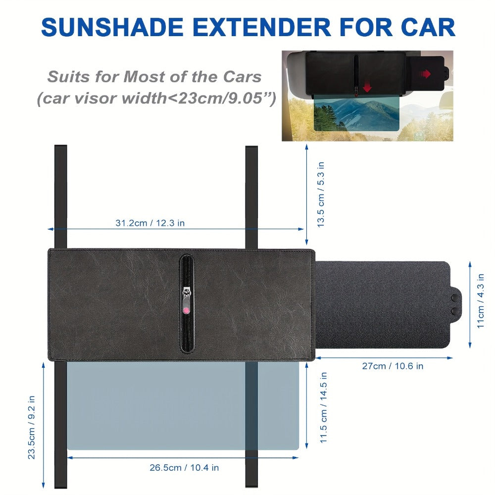 Sun Visor Extender Polarized PC Material | Driver & Passenger Side Clip-On, Adjustable Glare & UV Blocker, Fits All Vehicles, Road Safety Anti-Glare Car Sun Shield