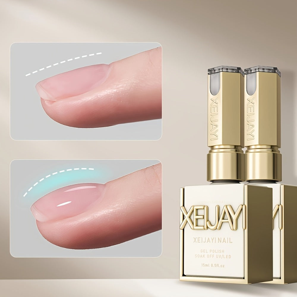 Builder Gel Base 2-Bottle Set, 15ml Each with Transparent Construction Primer for UV or LED Nail Extension Application