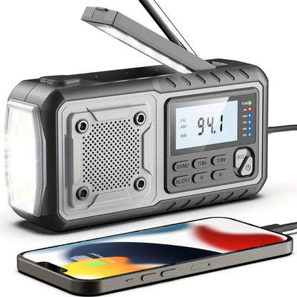 5000mAh Digital AM/FM/NOAA Emergency Radio with Solar Panel, Hand Crank, Reading Light and Three Colors