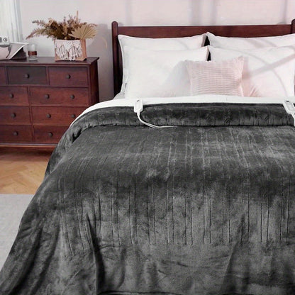 Electric Blanket with Temperature Control and Timer – Extra Large Flannel Heated Blanket, 8 Levels 10-Hour Auto-Off, Machine Washable, PTC+NTC Overheat Protection, Throw Twin Full Queen King