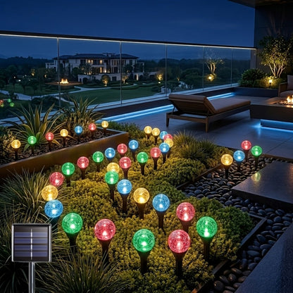 Solar Garden Lights Outdoor 30 Pack Crystal Bubble Ball Ground Spike LED - 8 Modes Waterproof Solar Powered Landscape Fairy Lights for Yard Lawn Pathway Patio Camping Christmas Holiday Decoration