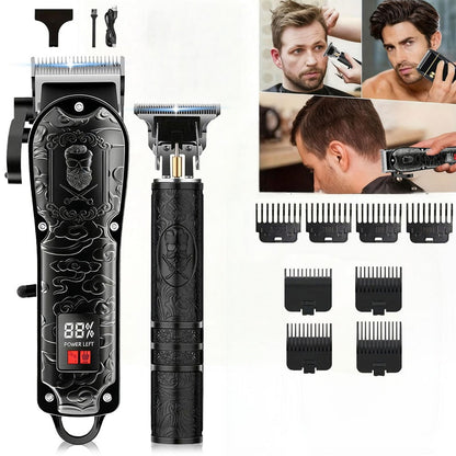Men's Grooming Set USB Rechargeable Hair Clipper Electric Shaver Nose Ear Hair Trimmer with LCD Battery Display 2-Piece and 4-Piece Options Gift for Husband Boyfriend