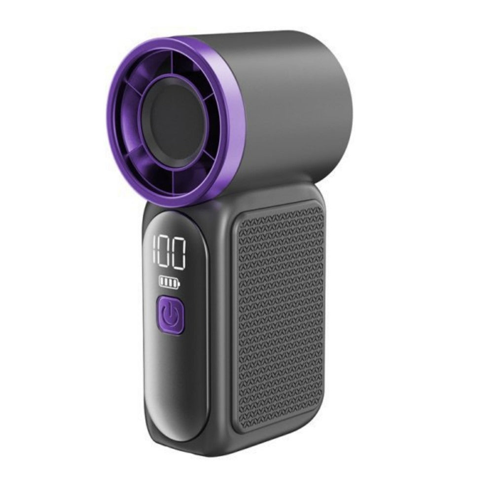 Mini Turbine Handheld Fan with Numeric Speed Control, USB Rechargeable Power and Two Color Choices