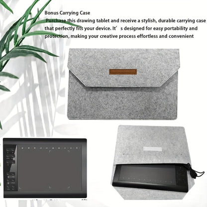 Graphics Drawing Tablet 10x6 Inch, 8192 Levels Pressure Sensitivity Battery-Free Stylus, 12 Programmable Shortcut Keys