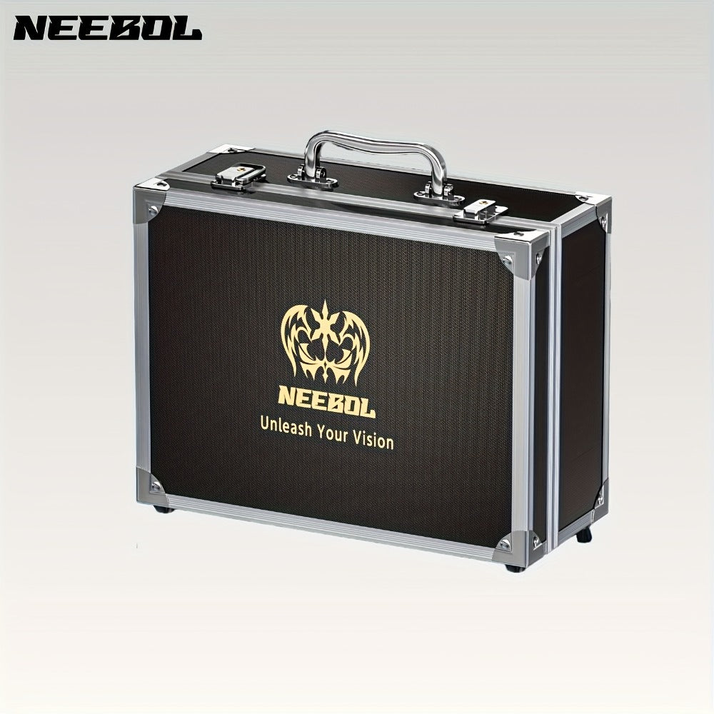Black Hard-Sided Tattoo Tool Storage Case with Carry Handle, Latches and Pictured Interior Compartments