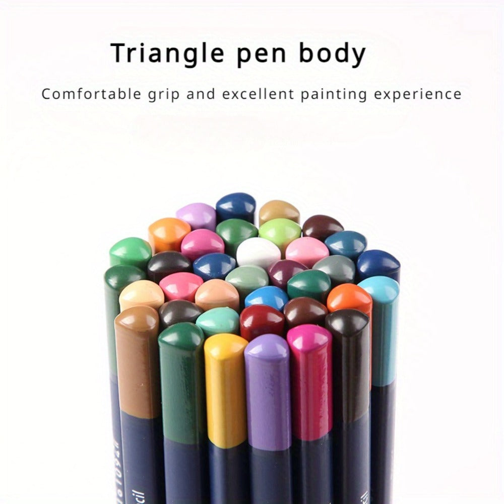Water Soluble Colored Pencils 12 Colors Set – Triangular Barrel Watercolor Pencils for Kids Adults Artists Sketching Blending Drawing School Supplies Gift
