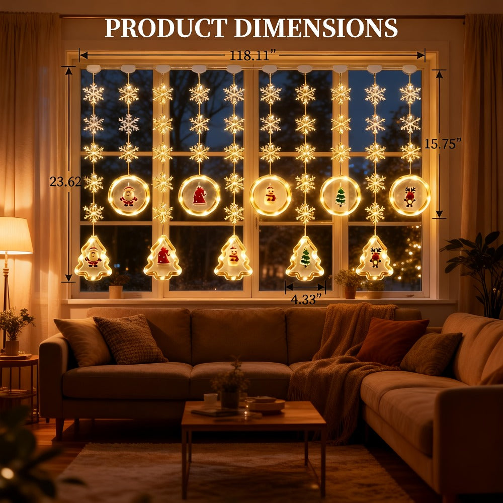 Mini LED String Lights Christmas Snowflake & Star Tree Shapes, 10-Pack USB Powered Fairy Lights 118 Inch, Indoor Holiday Decoration for Bedroom Window Curtain Wall Door Living Room Party Decor