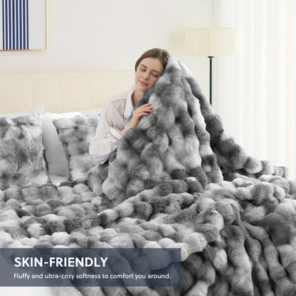 Faux Rabbit Fur Throw Blanket in 11 Checkout Colors and Throw, Twin, Queen or King Size Options