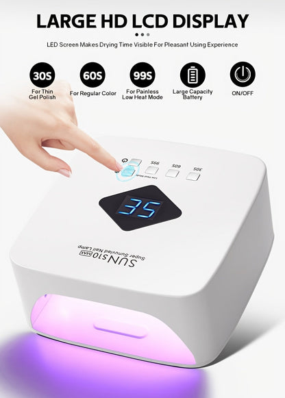 Rechargeable UV LED Nail Lamp 30 Beads – Professional Gel Nail Curing Light Cordless with 3 Timer Settings | Fast Curing Nail Dryer for Home & Salon, Compatible All Gel Polish