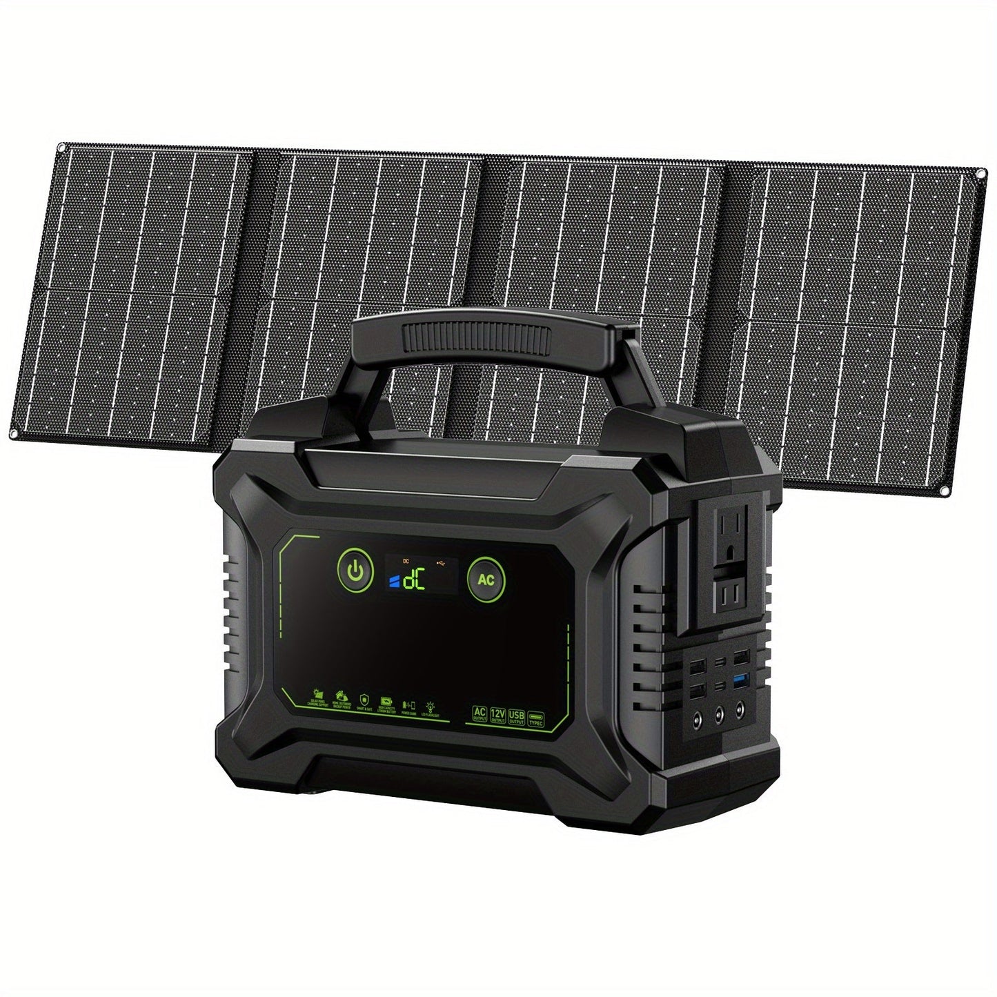 Portable Power Station 155WH/222WH with Solar Panel Option - Solar Generator, Lithium Battery Pack, AC Outlet, USB, LED Light for Camping, RV, Home Emergency Backup, Laptop, Outdoor Use