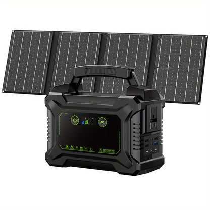 Portable Power Station 155WH/222WH with Solar Panel Option - Solar Generator, Lithium Battery Pack, AC Outlet, USB, LED Light for Camping, RV, Home Emergency Backup, Laptop, Outdoor Use