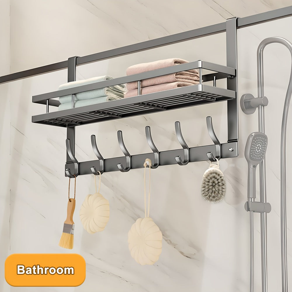 Metal Over-Door Hook Rack with Five, Six or Eight Hooks for Clothes, Bags, Keys or Towels for Home and Everyday Use