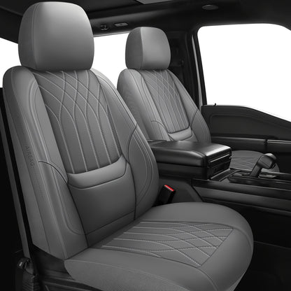 Waterproof Car Seat Covers Full Coverage PU Leather – Full Set for 2 or 5 Seats, Universal Fit Cars SUVs Trucks, Seat Protector Cushion, Black / Beige / Pink / Grey / Red