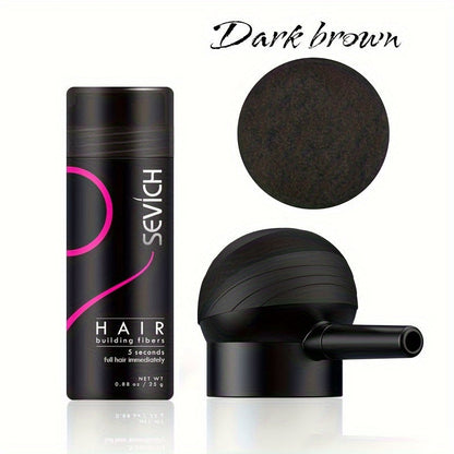 Compact Two-Piece Hair Fiber Set with Spray-Head Containers in Black, Dark Brown or Medium Brown