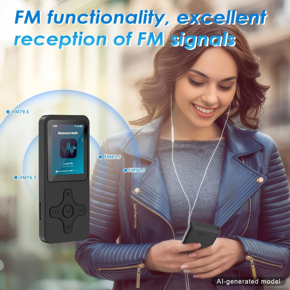 Bluetooth 5.0 MP3 Player with 64GB Micro SD Card, Built-In Speaker, FM Radio, Voice Recorder, E-Book & Photo Viewer, 1.8" Screen, Portable Music Player for Running Travel Gym – Black