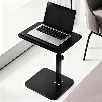 Floor Laptop Tray Table with 360-Degree Swivel Top, Adjustable Support Rod and Walnut or Black Options