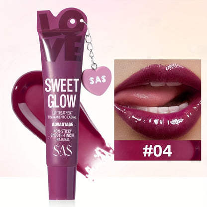 SAS Heart-Pendant Lip Gloss with 15ml Net Content, Squeeze-Tube Format and Six Numbered Shades