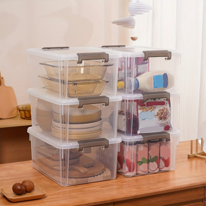 Clear Stackable Storage Boxes with Lids 6-Pack 16.9 Quart, Plastic Lockable Organizer Bins with Latches for Shelves, Closet, Home & Office Clutter Organization Containers