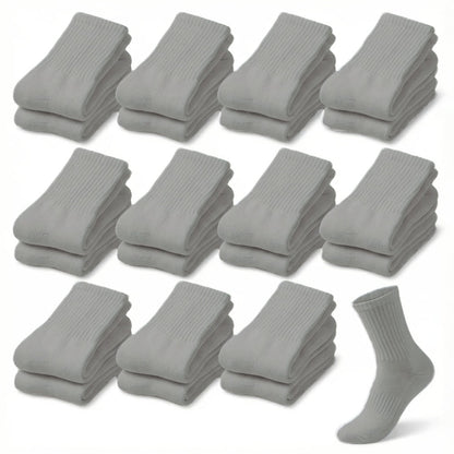 Multicolor Diabetic Crew Socks 12 Pairs Cotton Non-Binding Neuropathy Seamless Cushioned Loose Fit for Men Women Sensitive Feet Edema White Black Grey Size 9-11 10-13