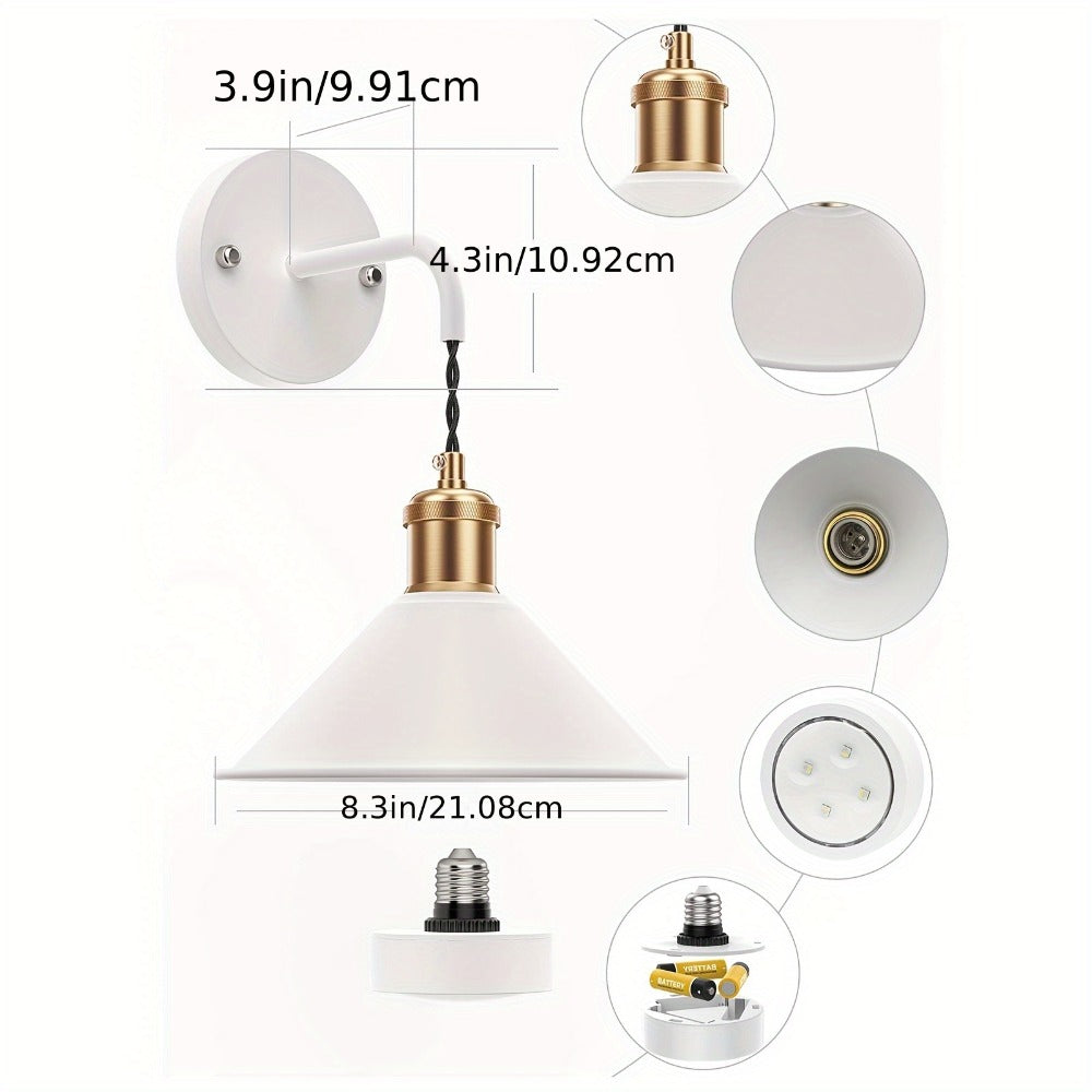 Battery-Operated Two-Light Wall Sconce Set with 13 RGB Scenes, Remote, Timer and Black or White Finish