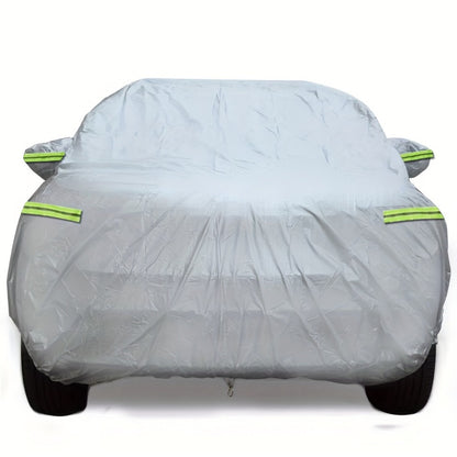 Silver XXL SUV Car Cover with Green Reflective Tabs, Elastic Hem and 540 x 200 x 180 cm Full-Body Fit