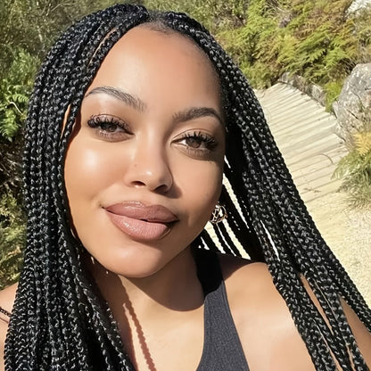 Box Braids Wig 360 Full Lace Knotless 30 Inch Natural Hairline High Temperature Fiber | 4 Colors Women Wedding Party Daily Protective Style