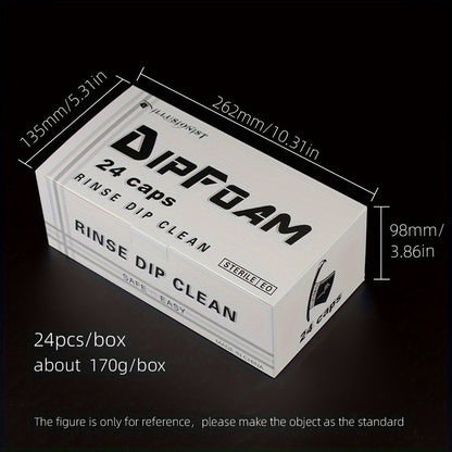 Tattoo Needle Dip Clean Cups 24pcs Foam Liner, Odorless Non-Electric Safe Cleaning for Cartridge & Traditional Needles
