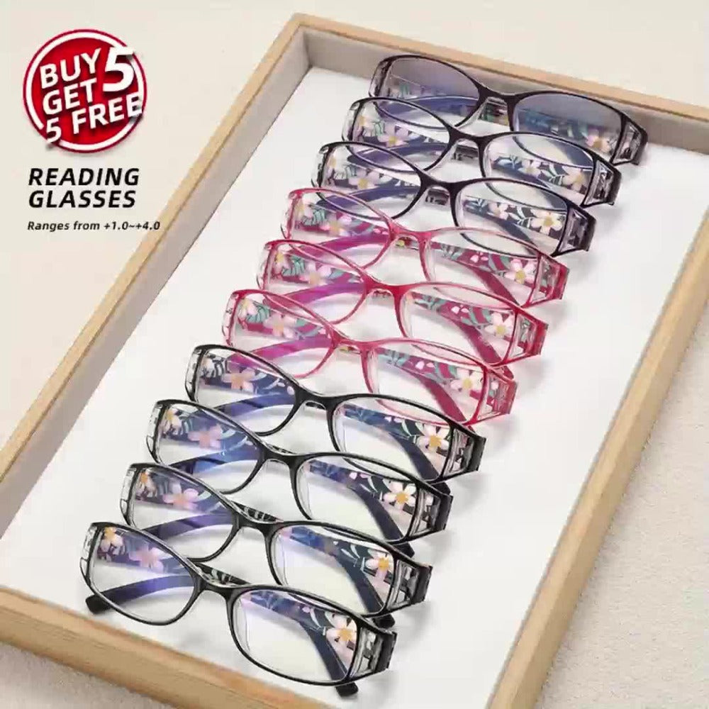 Reading Glasses – Ten-Pair Classic Rectangular Reader Bulk Set with Seven Strength Options