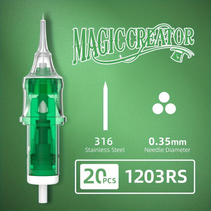 Disposable Tattoo Needles 20pcs Mixed Set RL RS M1 C-M — Multi-Gauge High Transparency Cartridge, Lasting Sharpness, Ample Ink Capacity, for Professional Artists & Beginners