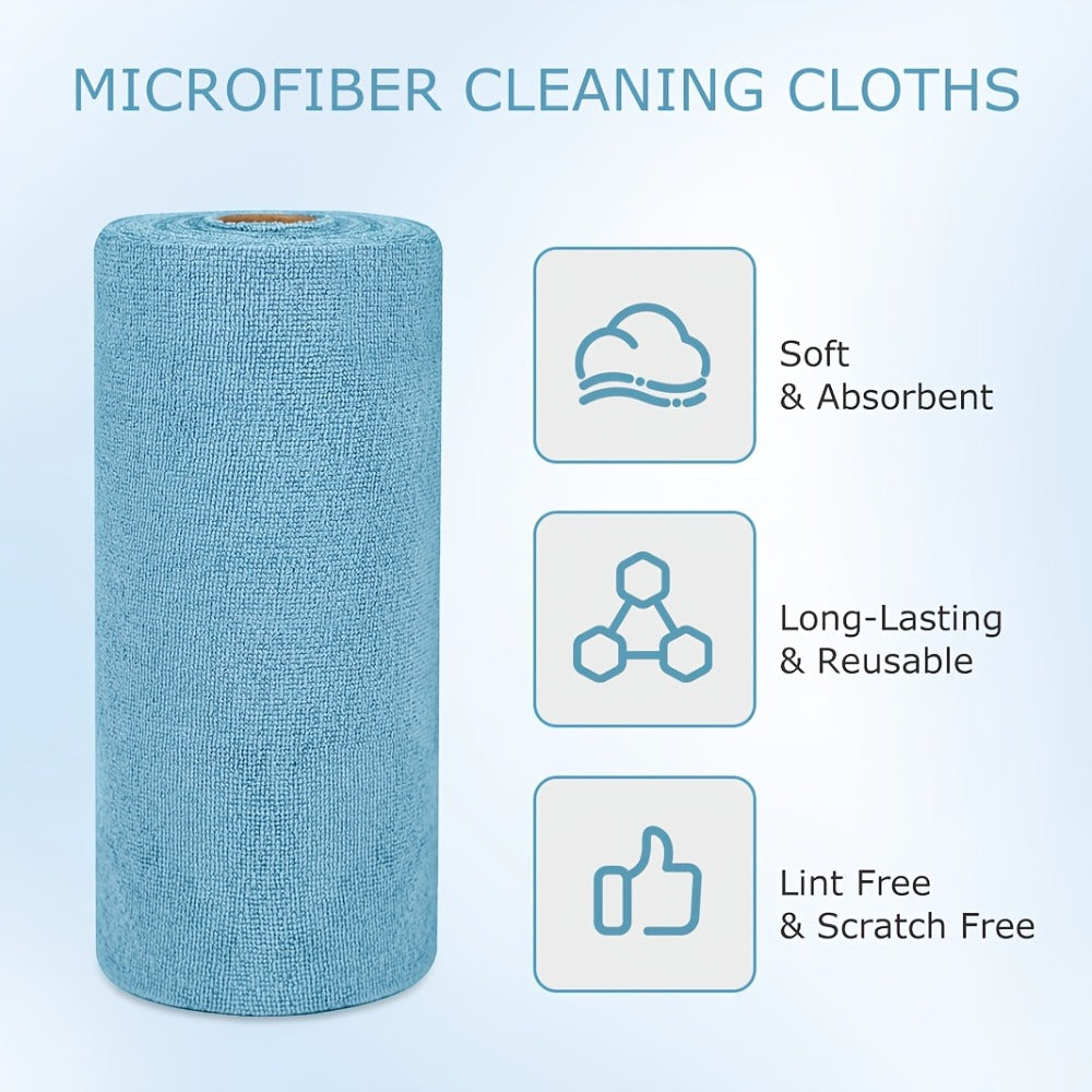 Reusable Tear-Away Cleaning Cloth Roll in Beige, Blue, Green, Pink or Gray with 50- or 100-Piece Options