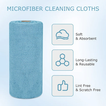 Reusable Tear-Away Cleaning Cloth Roll in Beige, Blue, Green, Pink or Gray with 50- or 100-Piece Options
