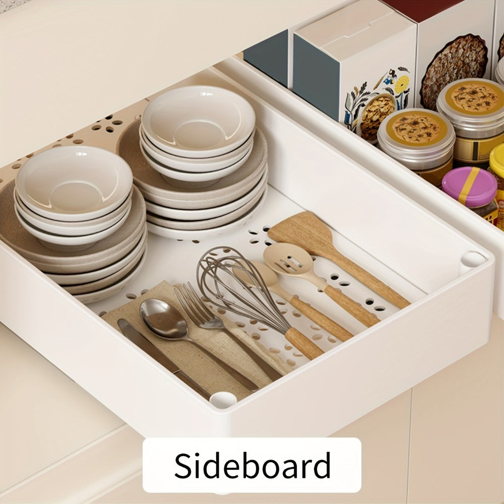 Pull-Out Cabinet Organizer with Sliding Storage Tray in White, Black or Grey for Shelf Organization