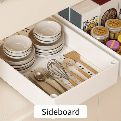Pull-Out Cabinet Organizer with Sliding Storage Tray in White, Black or Grey for Shelf Organization