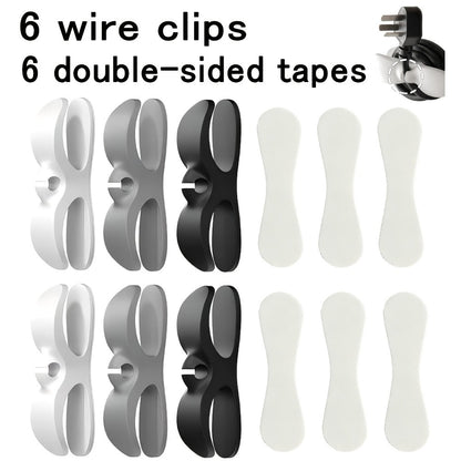 Cable Clips Wall Mounted Wire Organizer 12 Pcs Adhesive Cable Management Clips for Desk Kitchen Countertop, Cord Holder for Coffee Maker Small Appliances TV Computer, Space-Saving Cable Winder